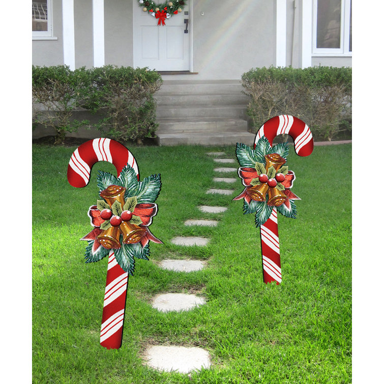 The Holiday Aisle® Christmas Candy Cane Yard Wooden Free Standing